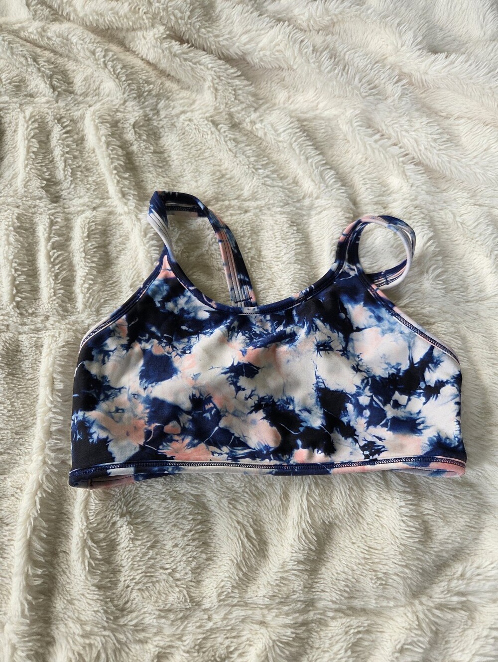 Athleta Girl Youth Medium 10-12 Swim Top Tie-Dye Navy & Pink Athletic